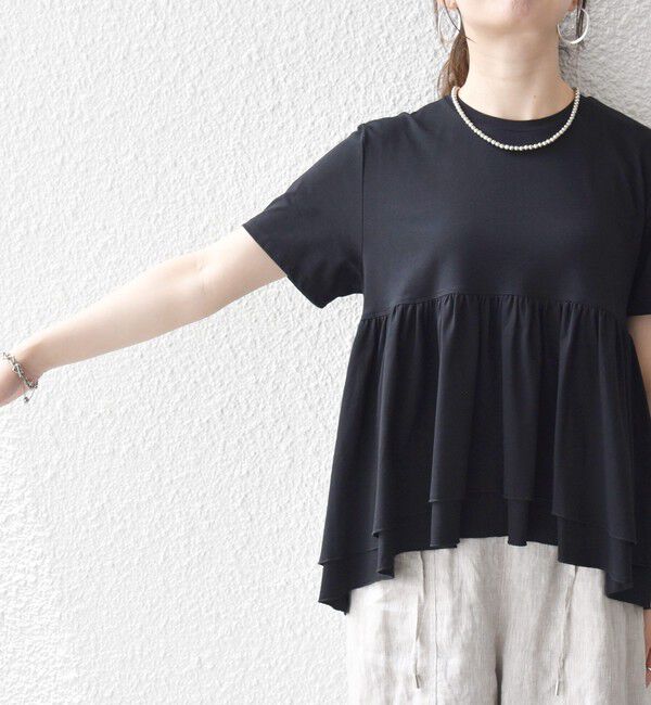 SHIPS any「SHIPS any:〈洗濯機可能〉ジャージー ダブルヘム ペプラム TEE」|Tシャツ・カットソー|