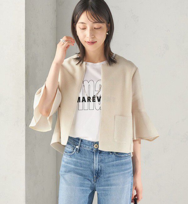 SHIPS for women「〈手洗い可能〉シャンブレー カラミ ノーカラー ジャケット」|ノーカラージャケット|