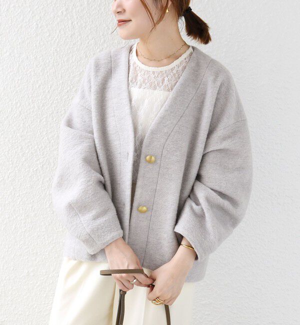 SHIPS for women「《予約》【WEB限定】イタリアン エアリー コクーン ノーカラー ジャケット」|ノーカラージャケット|