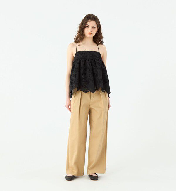 SOULEIADO「コットンエンブロイダリー ペプラムキャミソール」|キャミソール|