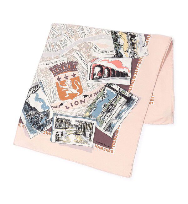 TOMORROWLAND GOODS「ATELIER TOMORROW CITY MAP シルクスカーフ」|バンダナ・スカーフ|32 ピンク系