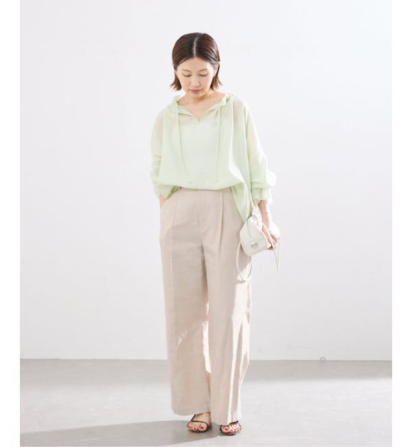 IENA「《セットアップ対応》ウォッシャブル リネン混スラックス」|スラックス|
