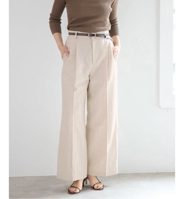 IENA「《セットアップ対応》ウォッシャブル リネン混スラックス」|スラックス|