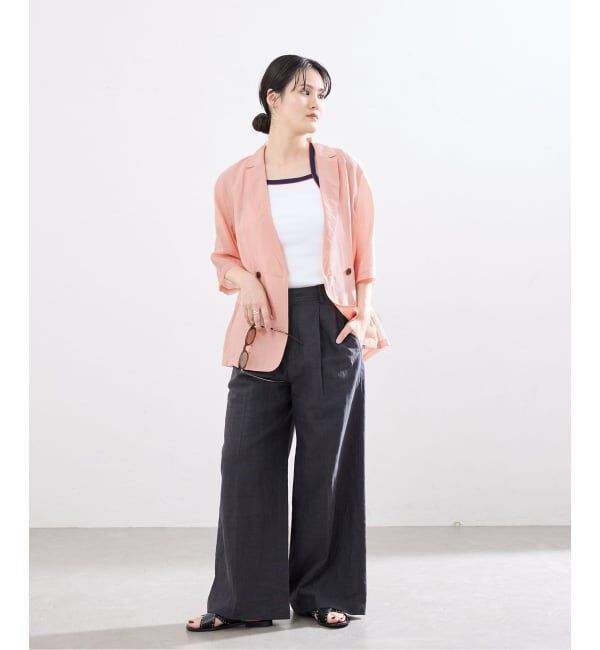 IENA「《接触冷感》ウォッシャブル シアーショートスリーブジャケット」|テーラードジャケット|