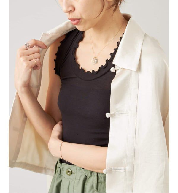 IENA LA BOUCLE「《追加》seamless basic./シームレスベーシック Flounce タンクトップ」|タンクトップ|