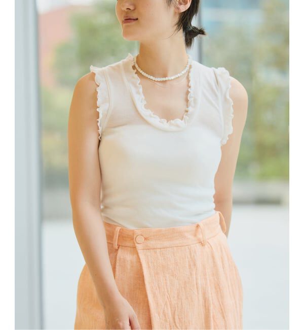 IENA LA BOUCLE「《追加》seamless basic./シームレスベーシック Flounce タンクトップ」|タンクトップ|