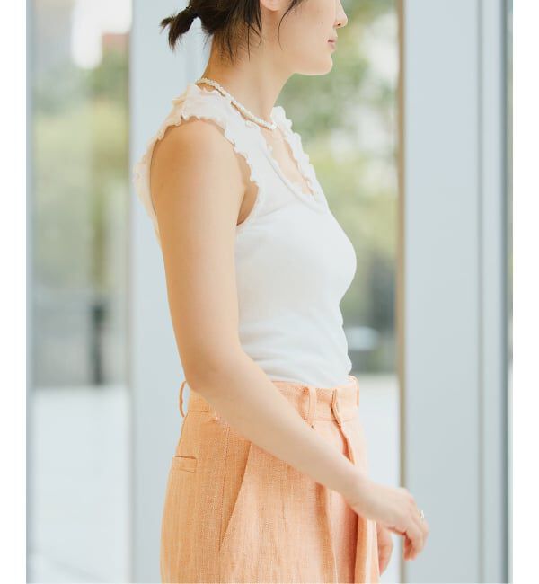 IENA LA BOUCLE「《追加》seamless basic./シームレスベーシック Flounce タンクトップ」|タンクトップ|
