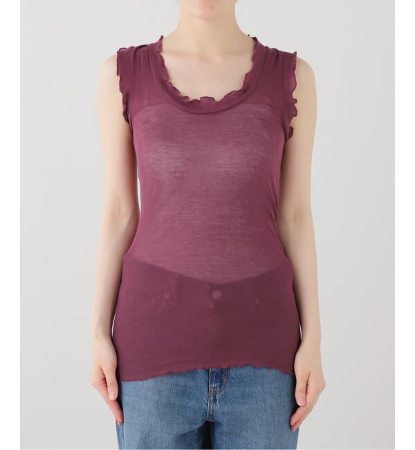IENA LA BOUCLE「《追加》seamless basic./シームレスベーシック Flounce タンクトップ」|タンクトップ|パープル