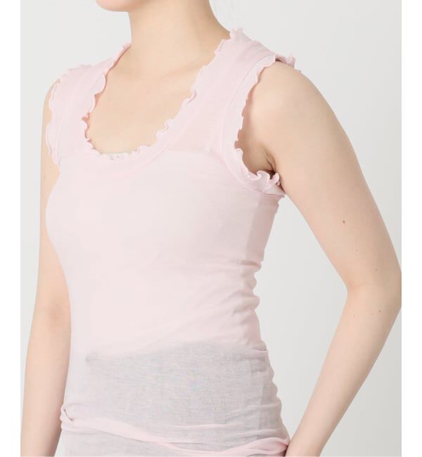 IENA LA BOUCLE「《追加》seamless basic./シームレスベーシック Flounce タンクトップ」|タンクトップ|ピンク