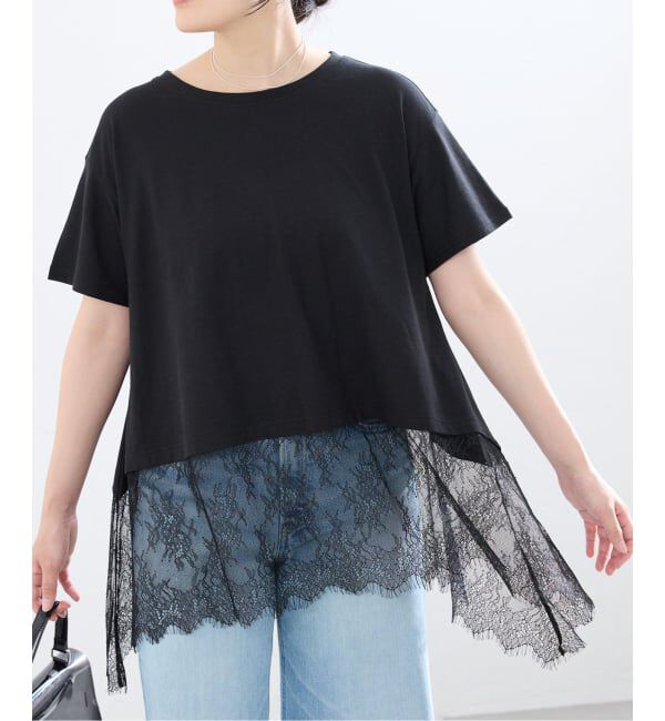 IENA「レースドッキングTシャツ」|Tシャツ・カットソー|