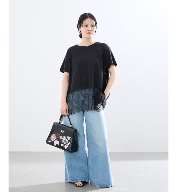 IENA「レースドッキングTシャツ」|Tシャツ・カットソー|