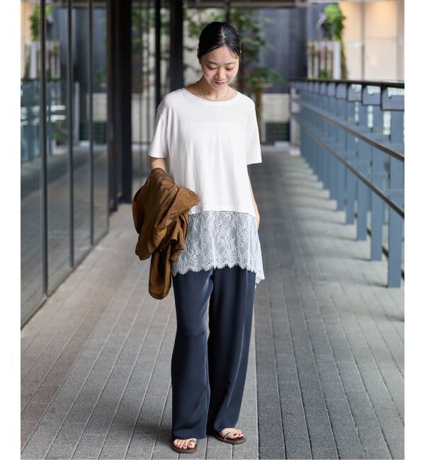 IENA「レースドッキングTシャツ」|Tシャツ・カットソー|