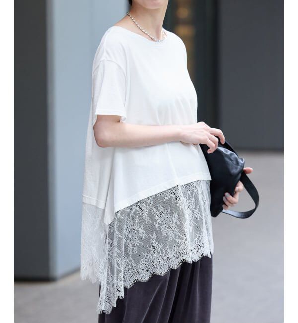 IENA「レースドッキングTシャツ」|Tシャツ・カットソー|