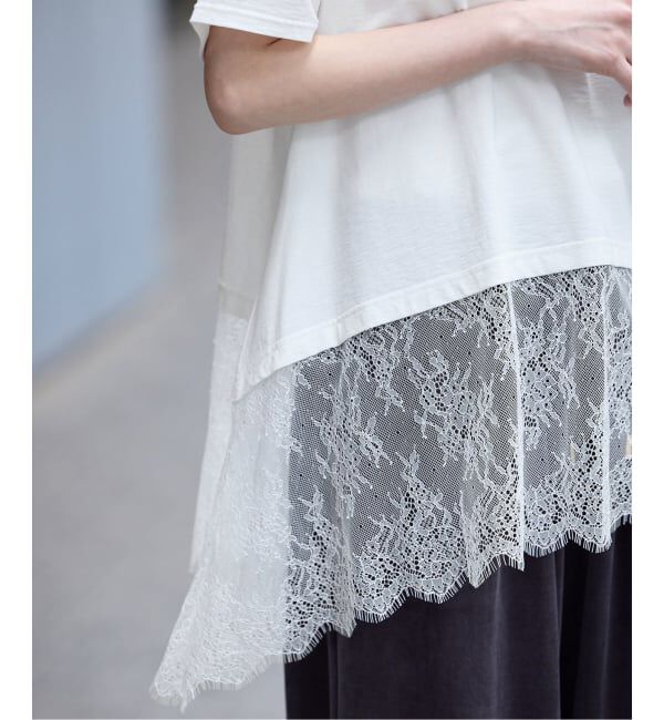 IENA「レースドッキングTシャツ」|Tシャツ・カットソー|