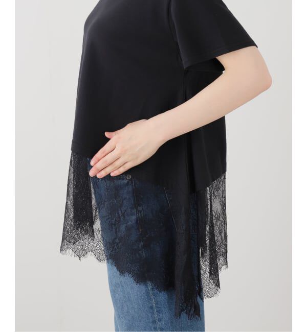 IENA「レースドッキングTシャツ」|Tシャツ・カットソー|