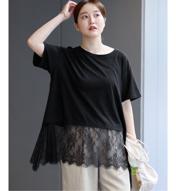 IENA「レースドッキングTシャツ」|Tシャツ・カットソー|