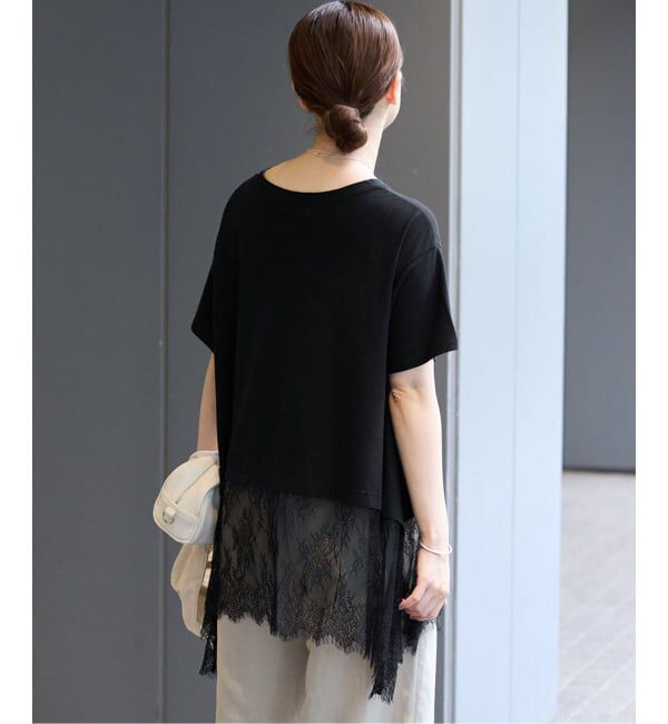 IENA「レースドッキングTシャツ」|Tシャツ・カットソー|