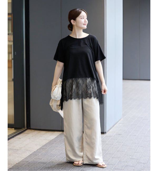 IENA「レースドッキングTシャツ」|Tシャツ・カットソー|