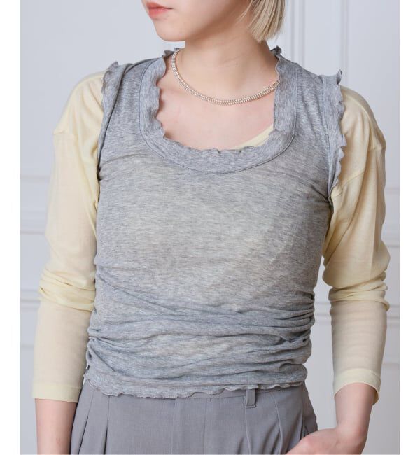 IENA LA BOUCLE「《追加2》seamless basic. シームレスベーシック Flounce タンクトップ」|タンクトップ|