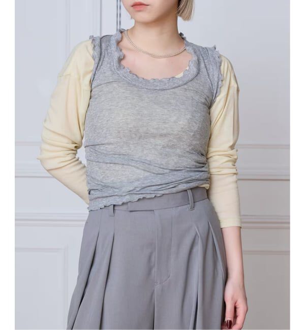IENA LA BOUCLE「《追加2》seamless basic. シームレスベーシック Flounce タンクトップ」|タンクトップ|