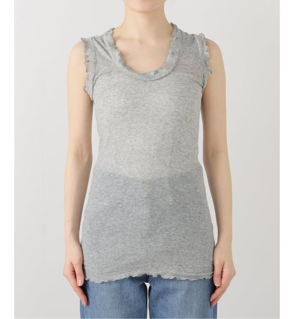 IENA LA BOUCLE「《追加2》seamless basic. シームレスベーシック Flounce タンクトップ」|タンクトップ|