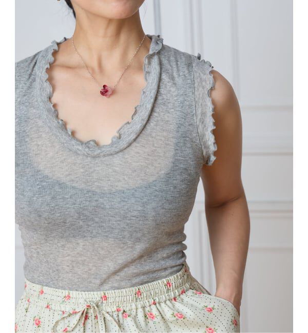 IENA LA BOUCLE「《追加2》seamless basic. シームレスベーシック Flounce タンクトップ」|タンクトップ|