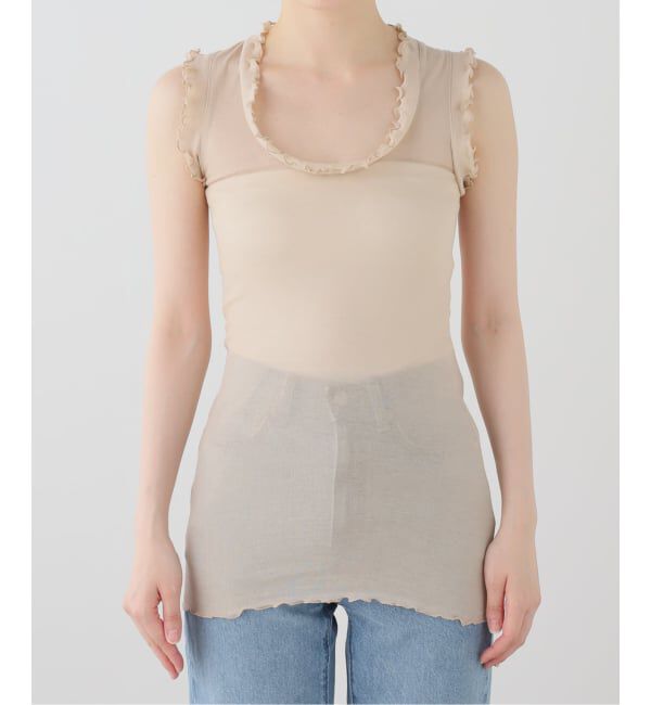 IENA LA BOUCLE「《追加2》seamless basic. シームレスベーシック Flounce タンクトップ」|タンクトップ|ベージュ A