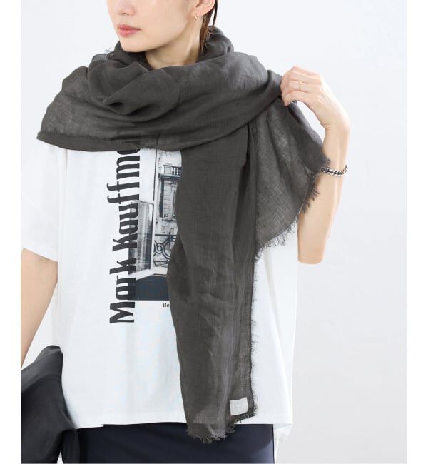 IENA「NIMNIMDUAI/ニムニムデュアイ 別注 PREMIUM LINEN GAUZE STOLE ストール」|ストール|グレー