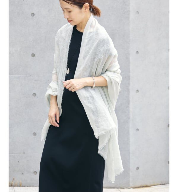 IENA「NIMNIMDUAI/ニムニムデュアイ 別注 PREMIUM LINEN GAUZE STOLE ストール」|ストール|グレーA