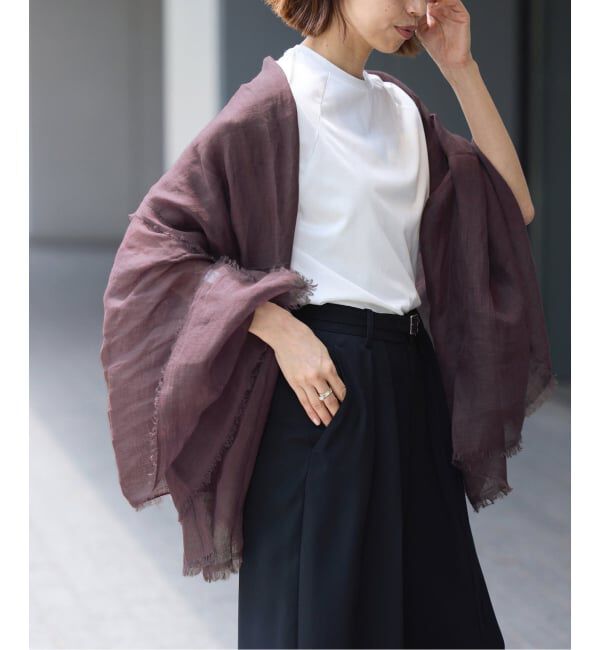 IENA「NIMNIMDUAI/ニムニムデュアイ 別注 PREMIUM LINEN GAUZE STOLE ストール」|ストール|ボルドー