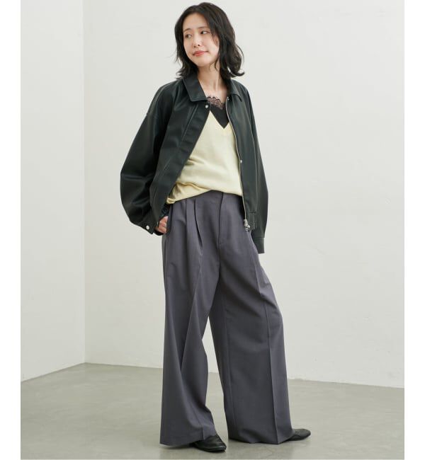 SLOBE IENA「《接触冷感/UVカット/吸水速乾/4サイズ展開》ワイドスラックス」|スラックス|