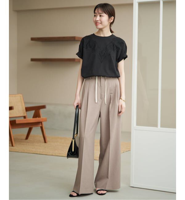 SLOBE IENA「《接触冷感/UVカット/吸水速乾/4サイズ展開》ワイドスラックス」|スラックス|