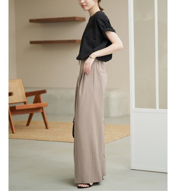 SLOBE IENA「《接触冷感/UVカット/吸水速乾/4サイズ展開》ワイドスラックス」|スラックス|