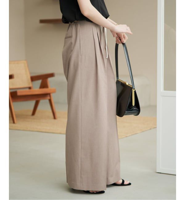 SLOBE IENA「《接触冷感/UVカット/吸水速乾/4サイズ展開》ワイドスラックス」|スラックス|