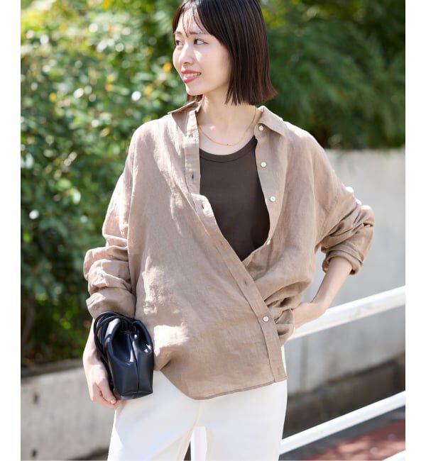 SLOBE IENA「《追加》リネンコットンカシュクールシャツ」|シャツ・ブラウス|