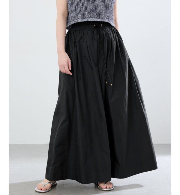 IENA「《一部カラー店舗限定》シャンブレータフタギャザースカート」|スカート|ブラック