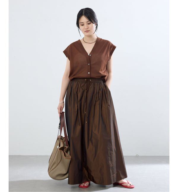 IENA「《一部カラー店舗限定》シャンブレータフタギャザースカート」|スカート|