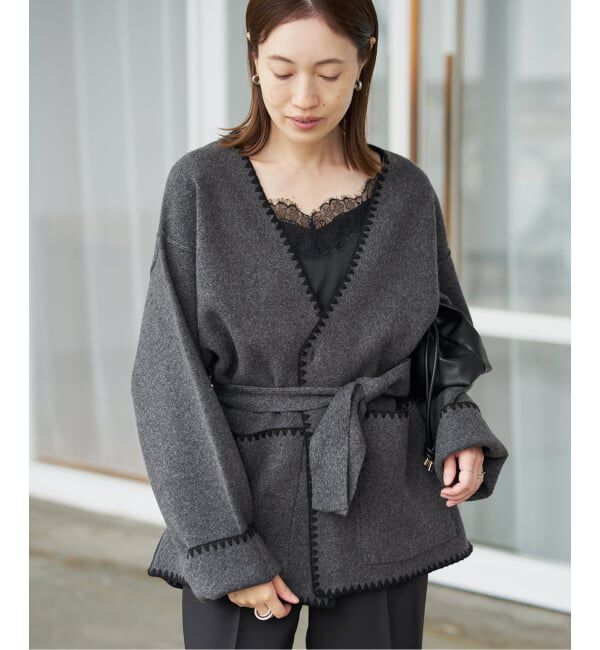 SLOBE IENA「《追加予約》ブランケットステッチニットジャケット」|その他|