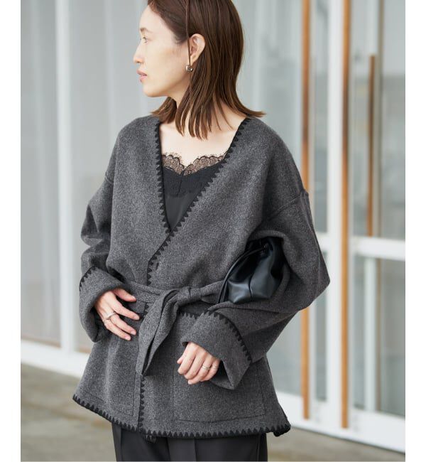 SLOBE IENA「《追加予約》ブランケットステッチニットジャケット」|その他|