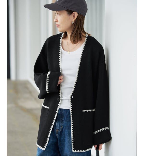 SLOBE IENA「《追加予約》ブランケットステッチニットジャケット」|その他|