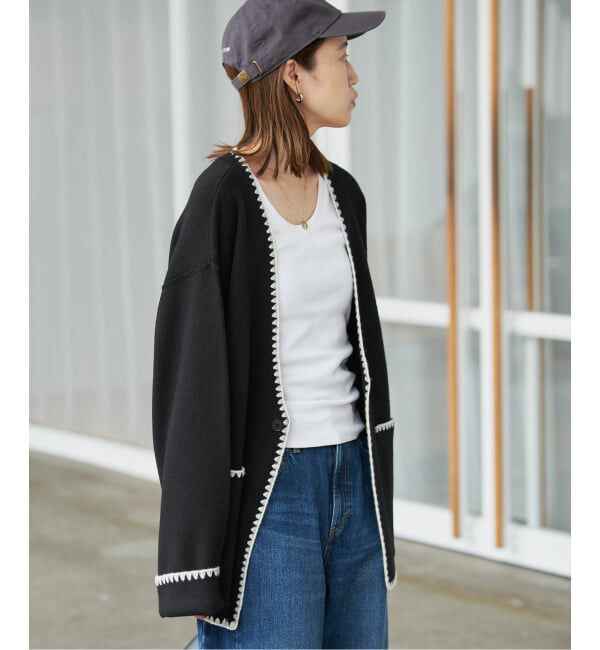 SLOBE IENA「《追加予約》ブランケットステッチニットジャケット」|その他|