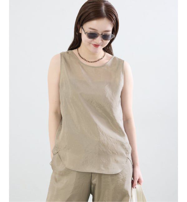 IENA「《接触冷感/セットアップ対応》シルキータフタノースリーブブラウス」|シャツ・ブラウス|