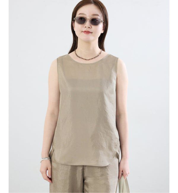IENA「《接触冷感/セットアップ対応》シルキータフタノースリーブブラウス」|シャツ・ブラウス|