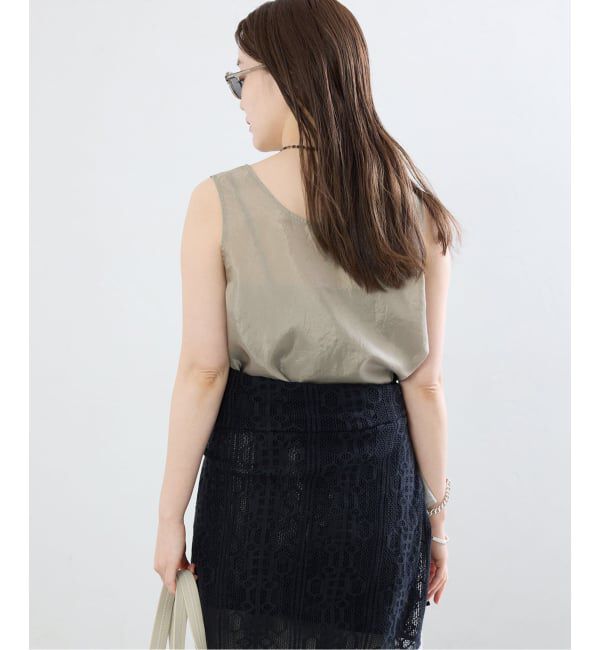 IENA「《接触冷感/セットアップ対応》シルキータフタノースリーブブラウス」|シャツ・ブラウス|