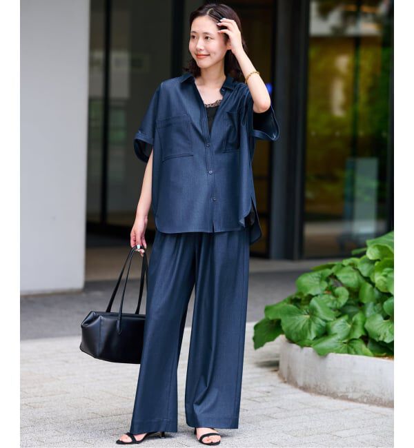SLOBE IENA「《2枚セット》デニムライクセットアップ」|シャツ・ブラウス|