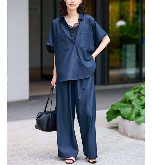 SLOBE IENA「《2枚セット》デニムライクセットアップ」|シャツ・ブラウス|