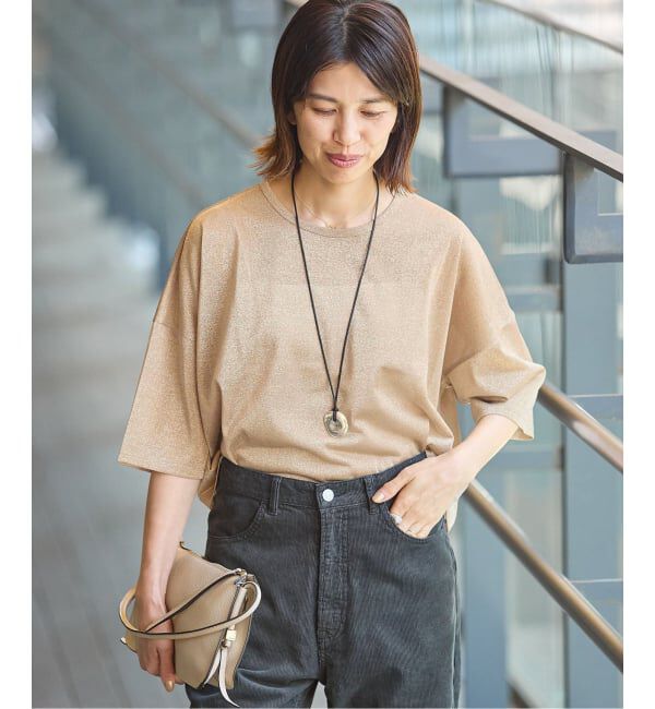 IENA「ラメハーフスリーブTシャツ」|Tシャツ・カットソー|