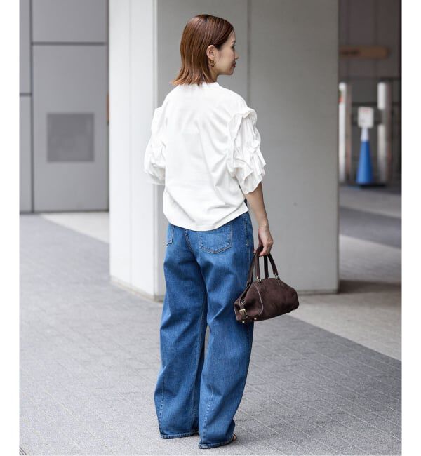 IENA「《手洗い可能》袖ギャザーフリルカットソー」|Tシャツ・カットソー|