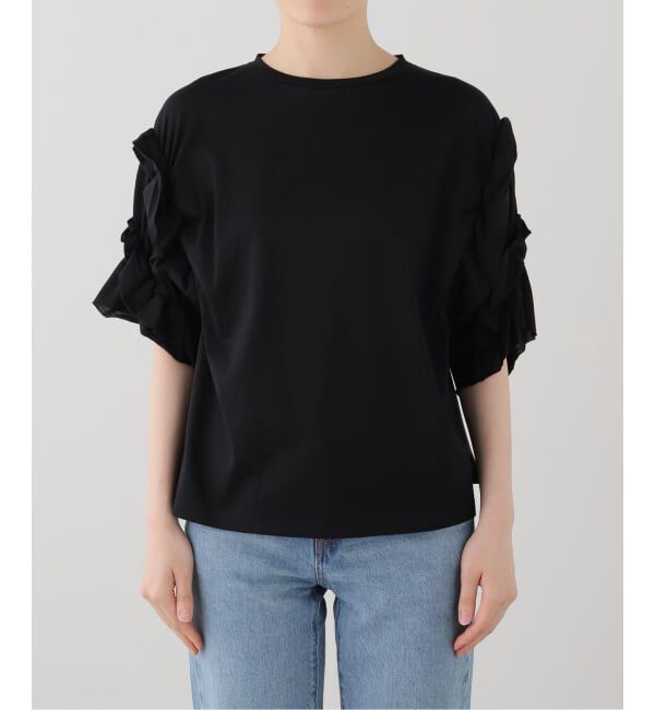 IENA「《手洗い可能》袖ギャザーフリルカットソー」|Tシャツ・カットソー|