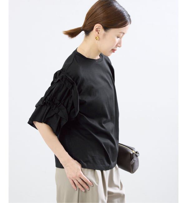 IENA「《手洗い可能》袖ギャザーフリルカットソー」|Tシャツ・カットソー|